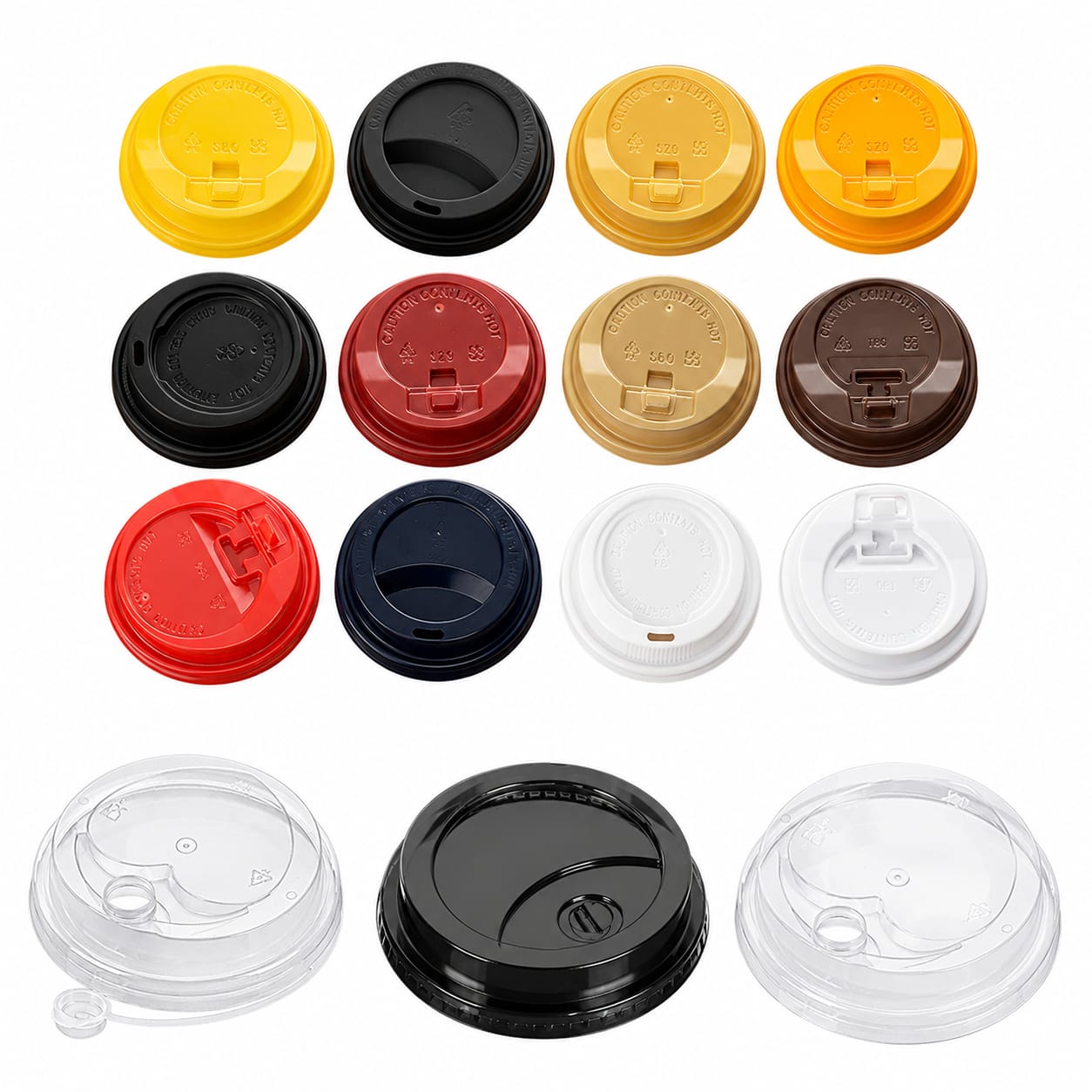 Colorful PP & PET Plastic Lids for Disposable Cups and Food Containers