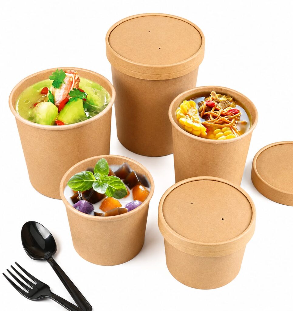 Kraft Paper Cups and Bowls for Restaurants Cafes Takeout and Food Service