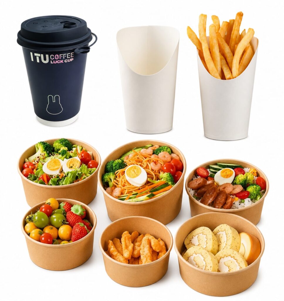 Kraft Paper Cups and Bowls for Restaurants Cafes Takeout and Food Service