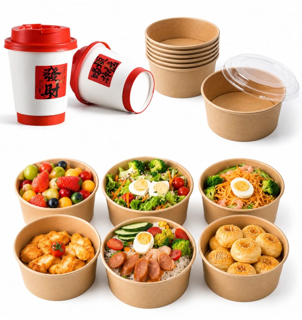 Kraft Paper Cups and Bowls for Restaurants Cafes Takeout and Food Service