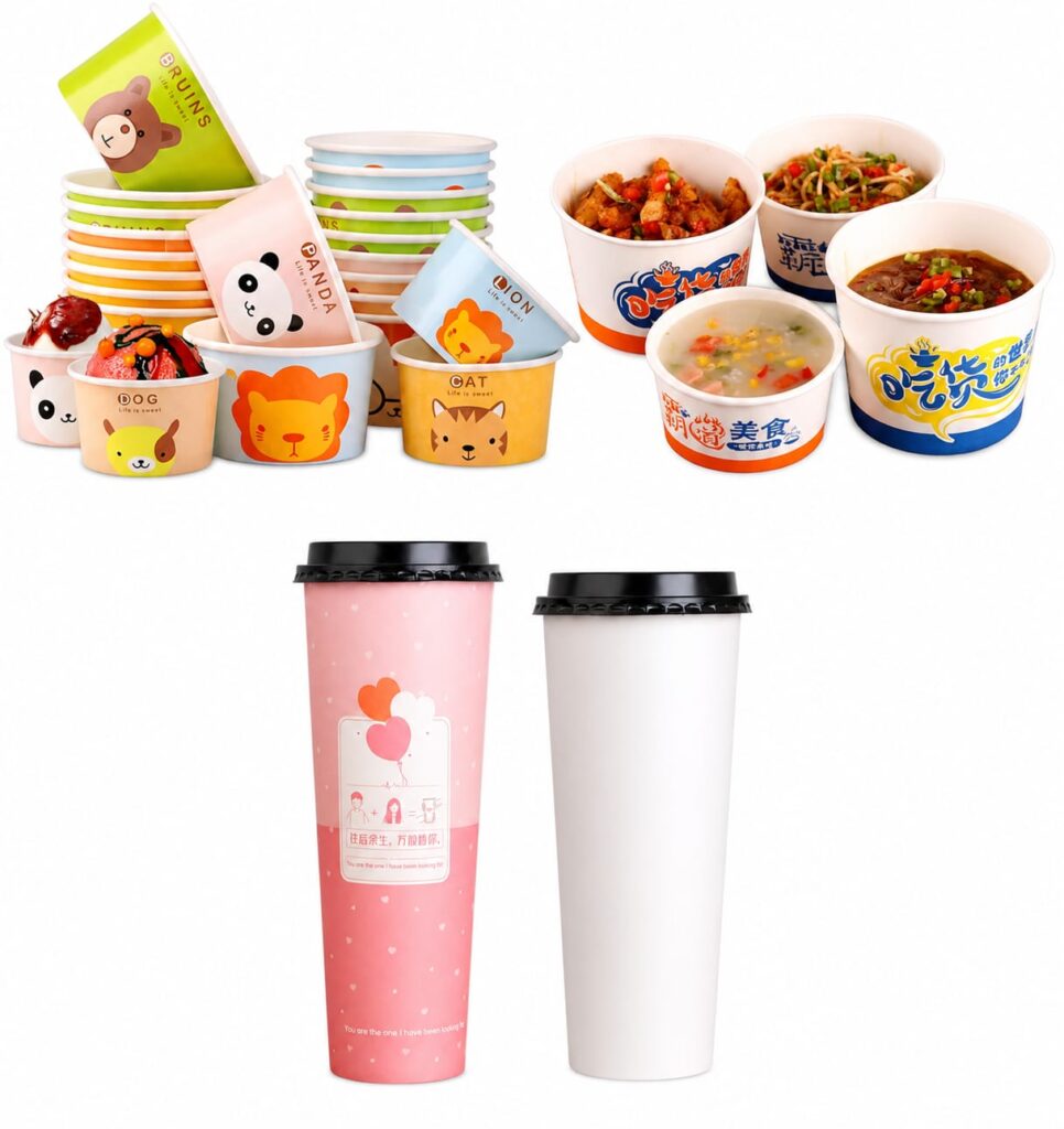 Kraft Paper Cups and Bowls for Restaurants Cafes Takeout and Food Service