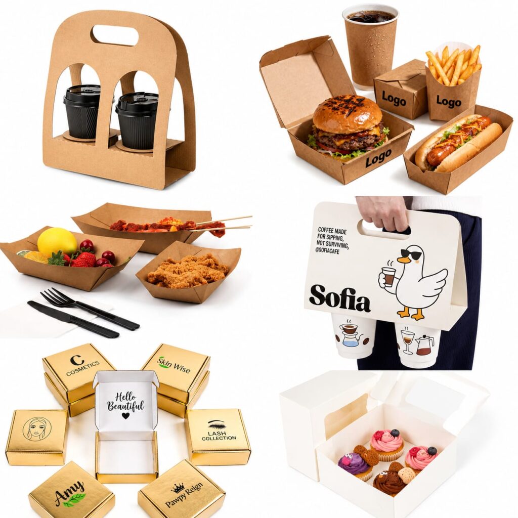 Custom Food Packaging Boxes, Cake Boxes, Pastry Boxes, Donut Boxes & Takeaway Bags