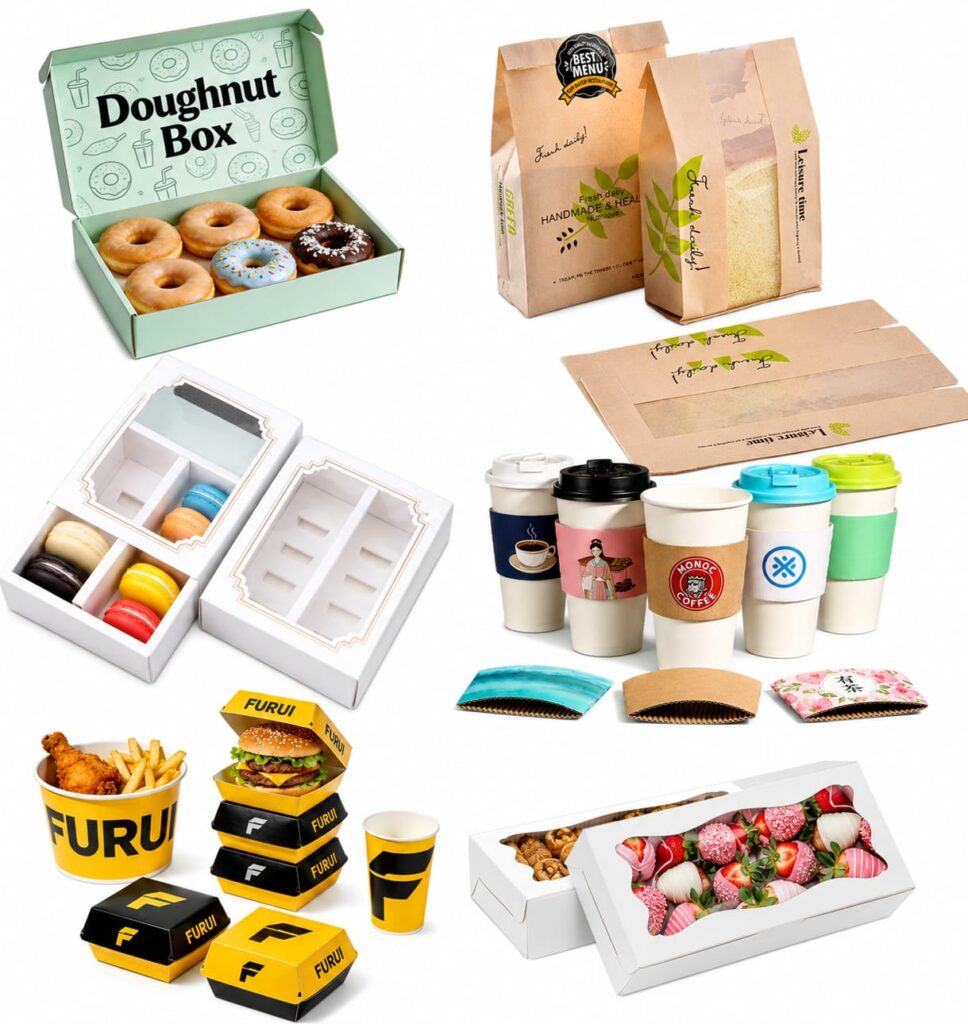 Custom Food Packaging Boxes, Cake Boxes, Pastry Boxes, Donut Boxes & Takeaway Bags
