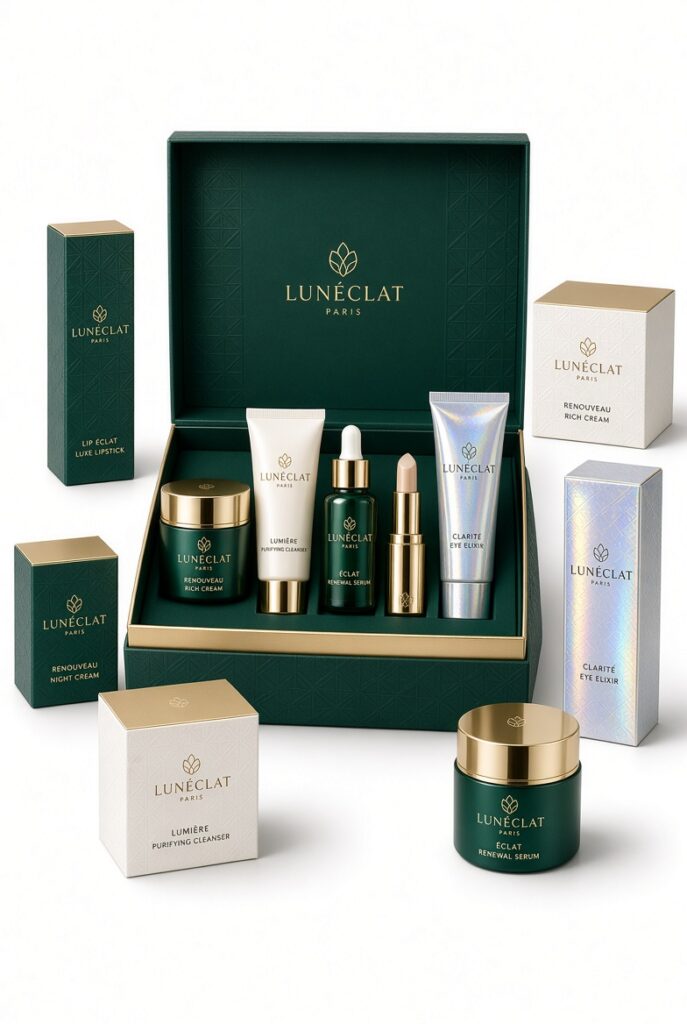 Metallized skincare product box packaging USA