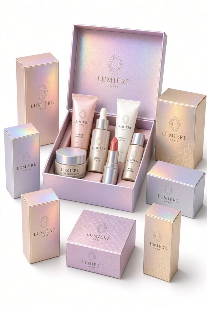 Metallized skincare product box packaging USA