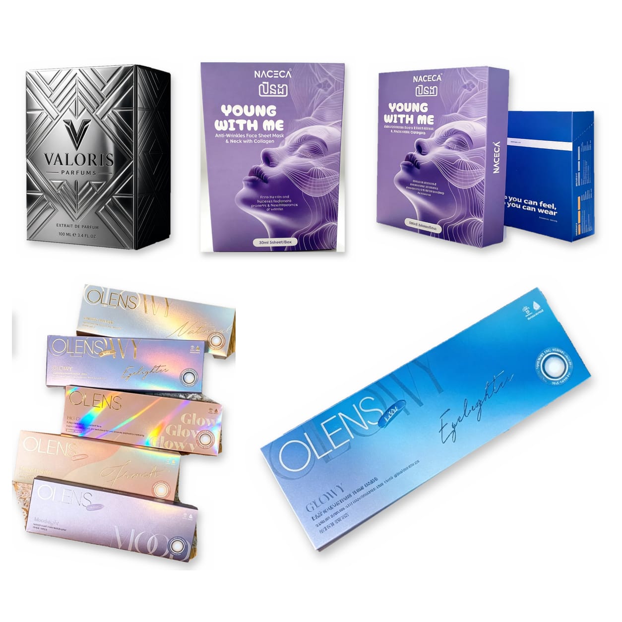 Metallized skincare product box packaging USA