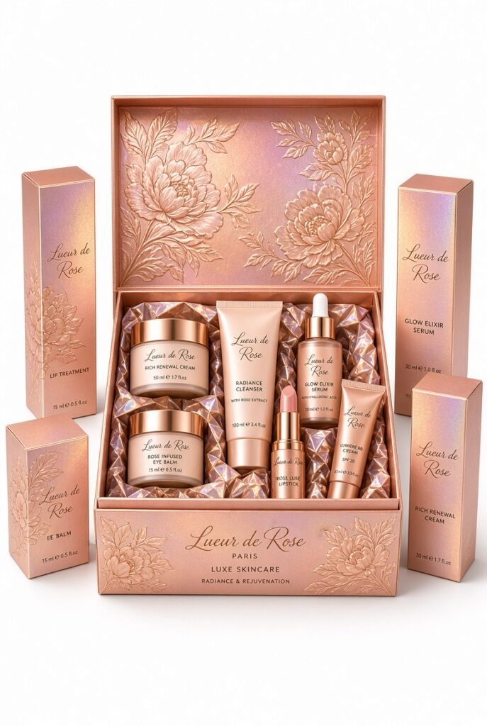 Metallized skincare product box packaging USA