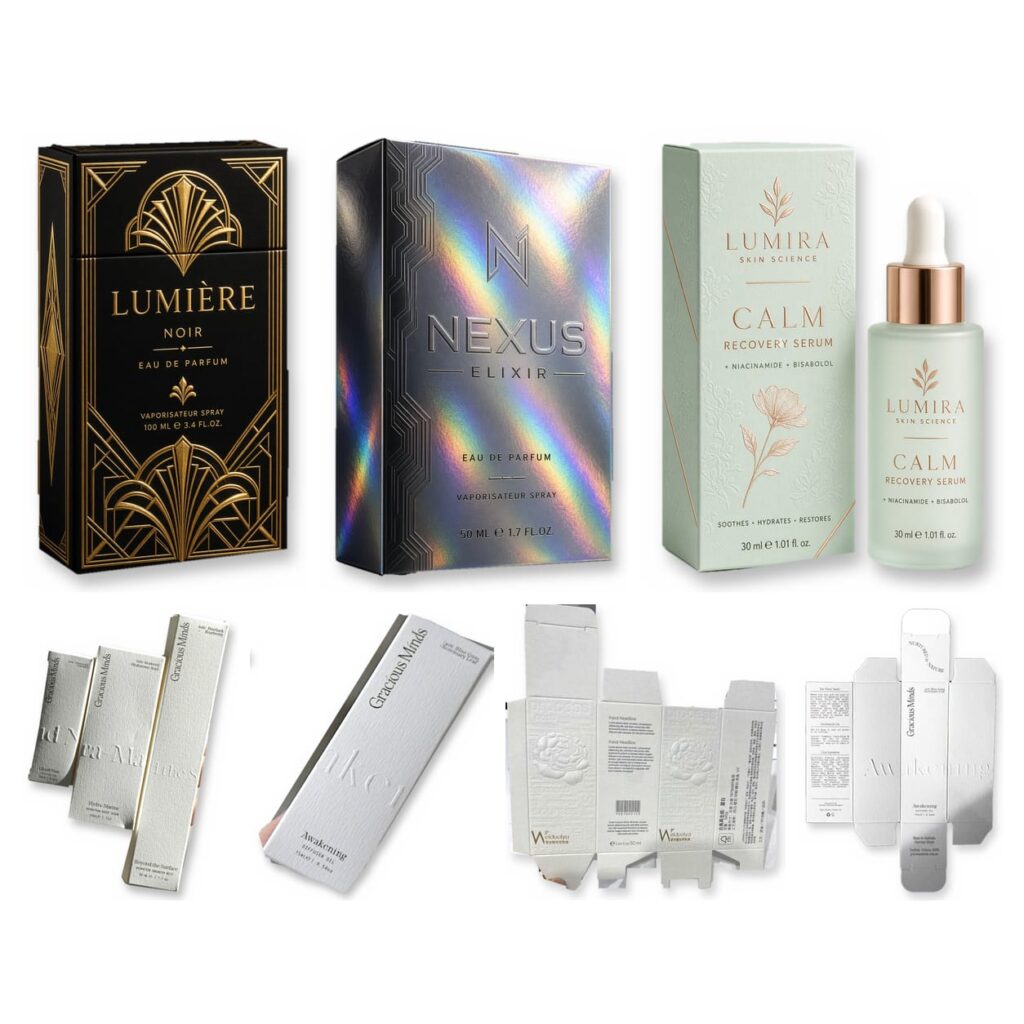 Metallized skincare product box packaging USA