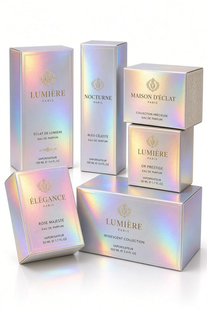 Silver foil serum box packaging for skincare brands