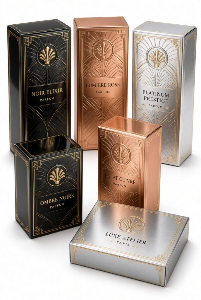 Gold foil printed perfume spray box packaging USA
