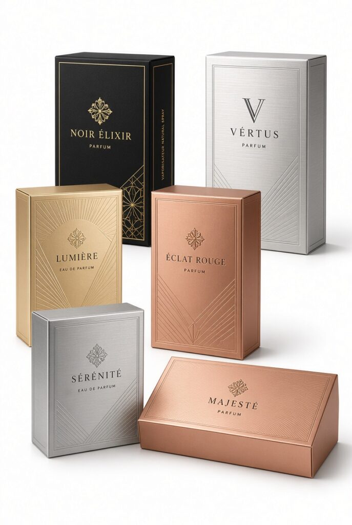 Gold foil printed perfume spray box packaging USA
